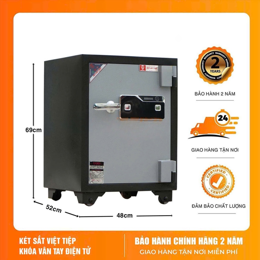 Két sắt Vân Tay Việt Tiệp Cao Cấp  KVT54 Vân Tay Điện Tử Kết Nối App Chính Hãng Chống Cháy Hiện Đại