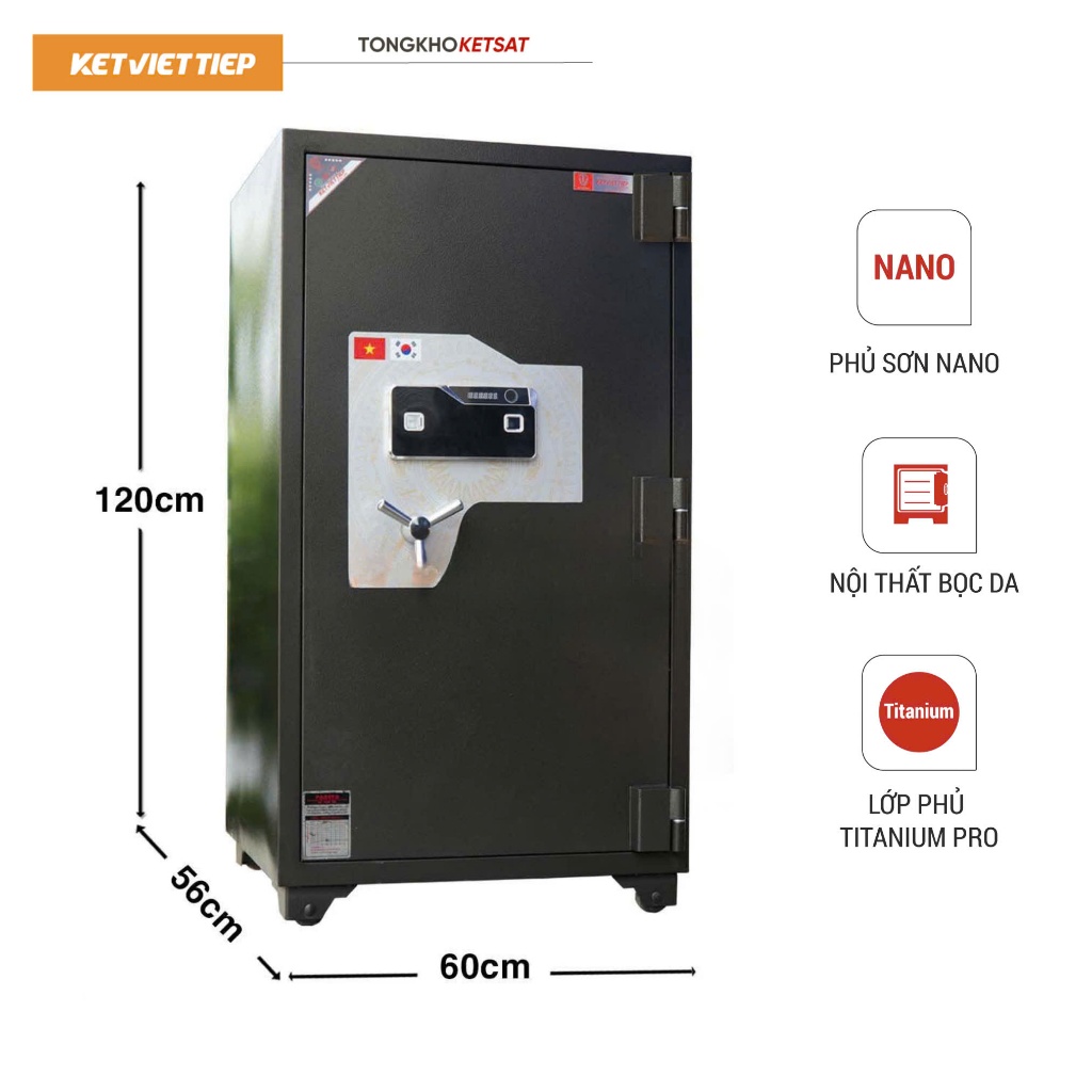 Két Sắt Ngân Hàng Nhà Nước Việt Tiệp Vân Tay Điện Tử KCC220-VT kết cấu thép nguyên tấm chắc chắn