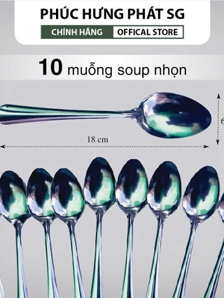 Muỗng inox, thìa inox cao cấp com bo 10 cái VŨ KHẢI  đa dạng mẫu mã, inox không rỉ bóng đẹp.