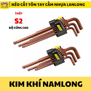 Bộ Lục Giác 9 Chi Tiết  Đầu Bi Loại Dài - Chất liệu Thép S2 Chống Mòn, Gỉ - Vặn Mở Ốc Vít LANLONG