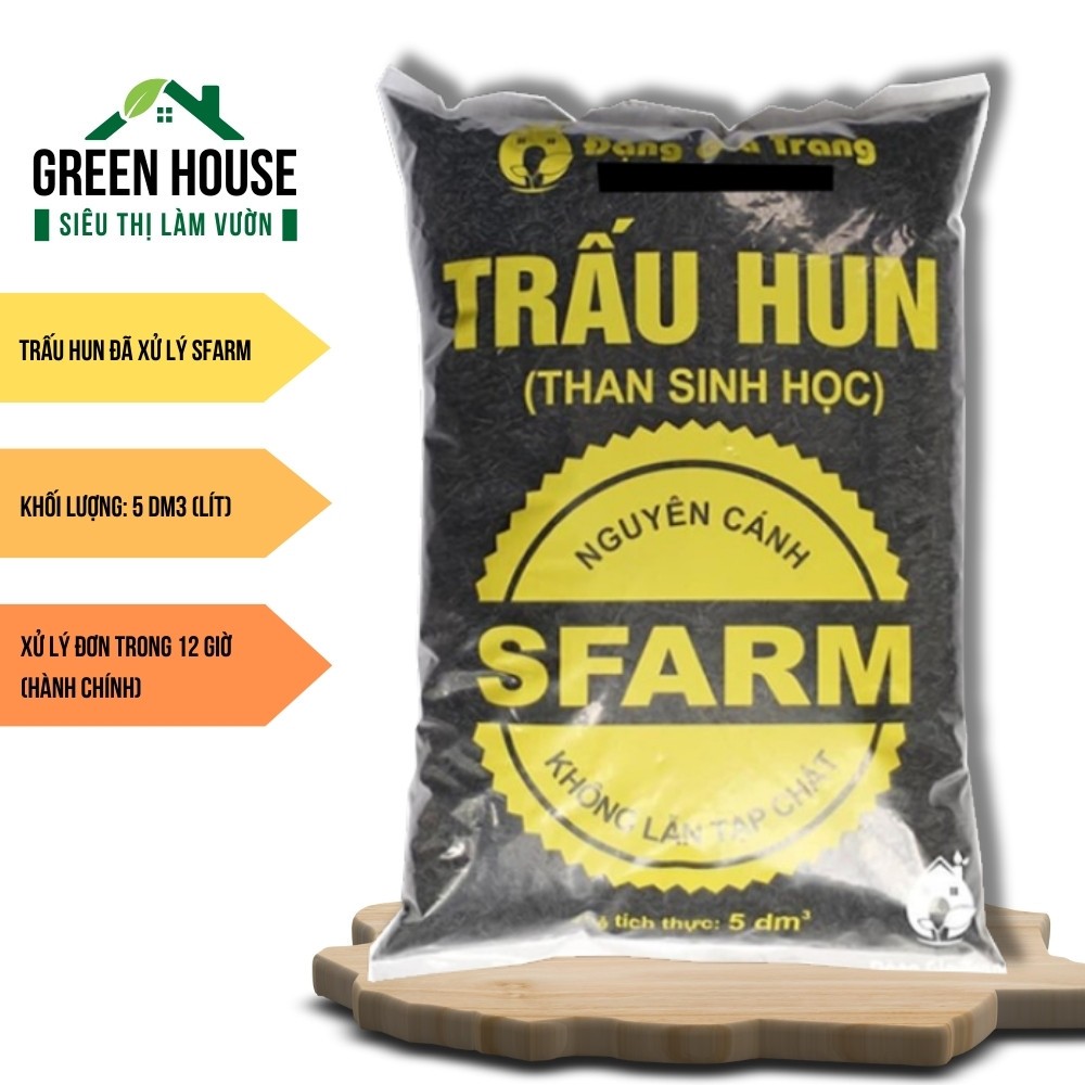 Trấu Hun Nguyên Hạt Sfarm | túi 5dm - đã qua xử lý, bổ sung Kali cho ...