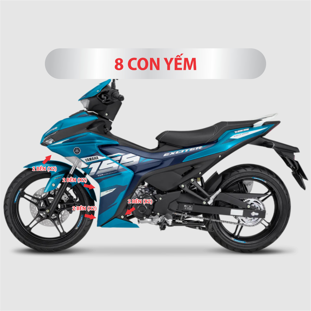 Ốc Salaya Exciter 155 full bộ gắn dàn áo, dàn chân, yếm, ốp pô, che sên...