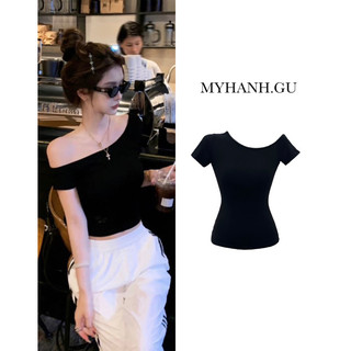 Áo thun ôm lệch vai 1 bên tay ngắn basic đơn giản dễ mặc ( 0A15) -MYHANH.GU
