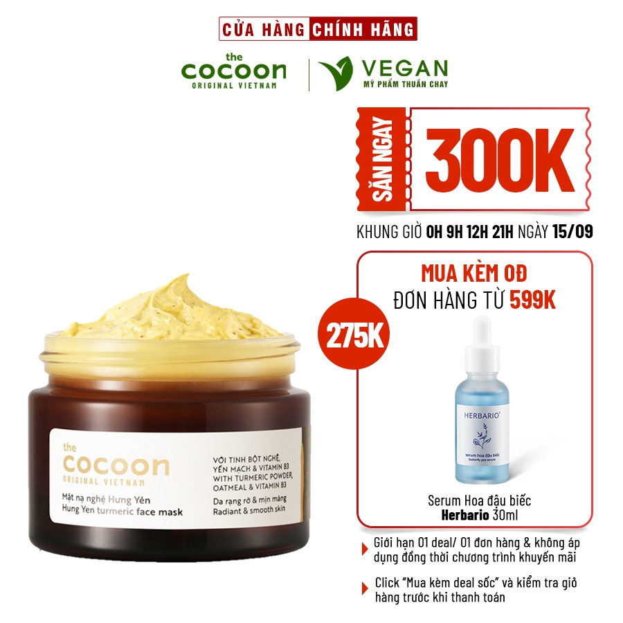Mặt nạ nghệ Hưng Yên cocoon 30ml (Turmeric face mask) đều màu, giảm ...