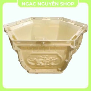 Khuôn đúc chậu lục giác rộng 40cm hoa văn phúc lộc thọ tùng sen mai abs không chân tặng kèm búa cao su, chốt nhựa,