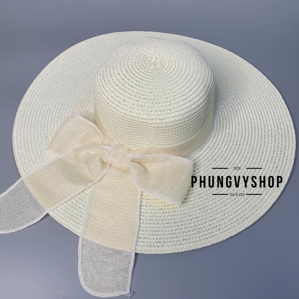 Mũ cói tai bèo Vành To Rộng che nắng thoáng mát đi biển phungvyshop - Bo CÓI VÀNH ĐẠI DÂY CỘT DÀI