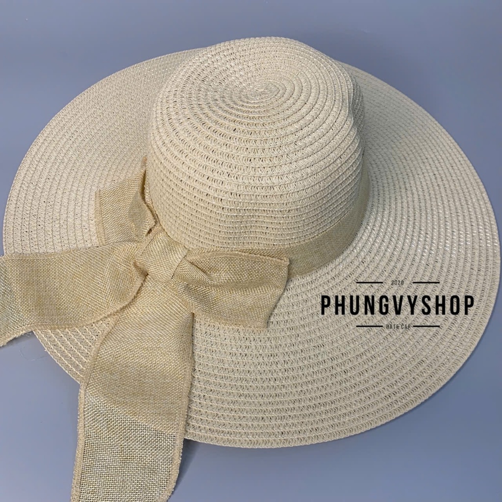 Mũ cói tai bèo Vành To Rộng che nắng thoáng mát đi biển phungvyshop - Bo CÓI VÀNH ĐẠI DÂY CỘT DÀI