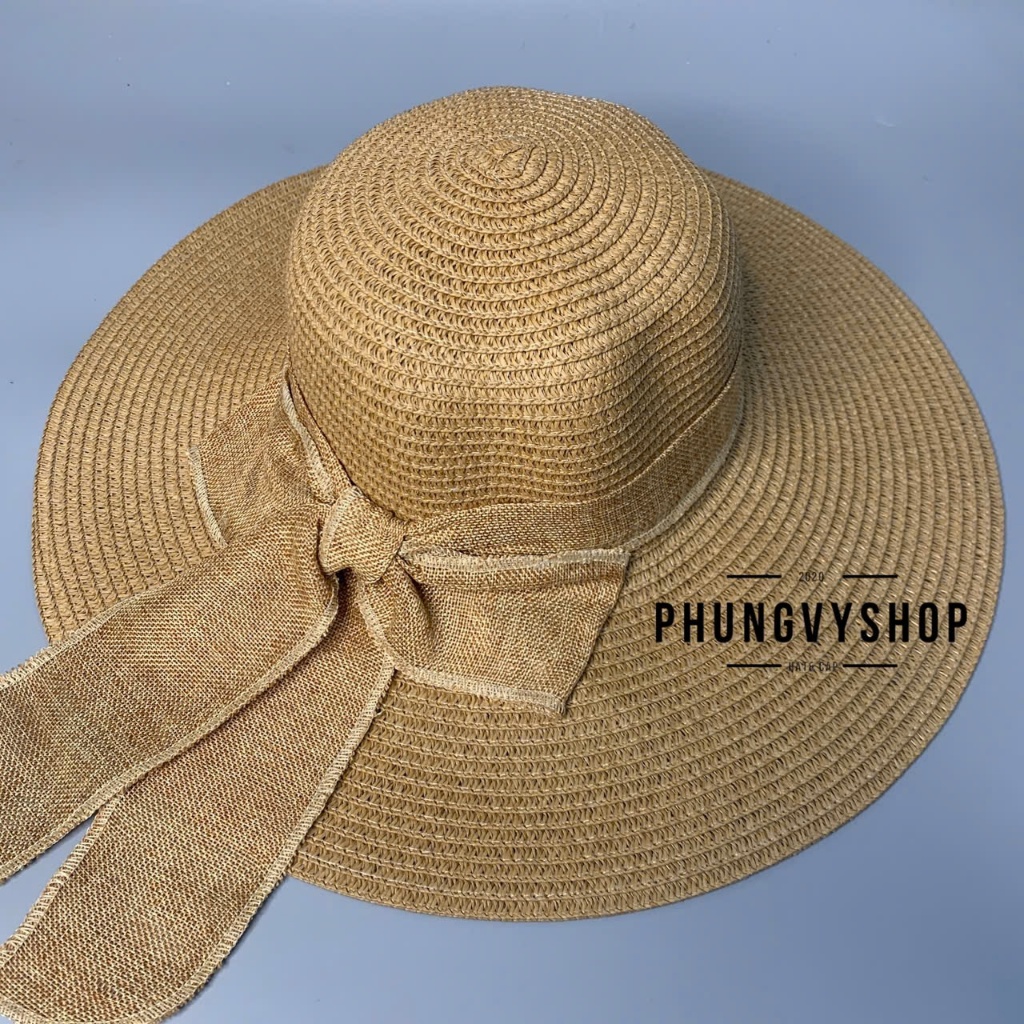 Mũ cói tai bèo Vành To Rộng che nắng thoáng mát đi biển phungvyshop - Bo CÓI VÀNH ĐẠI DÂY CỘT DÀI