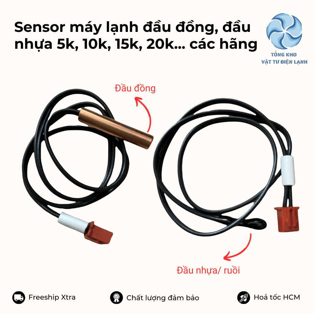 Sensor máy lạnh đầu nhựa - Sensor máy lạnh đầu đồng 5K 10K 15K 20K 50K ...