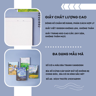 Sổ Lò Xo A5 160 Trang CLASSMATE VANGOGH,  Sổ Tay A5 Dòng Kẻ Chấm Dot Grid Định Lượng 100gsm 16-003A5