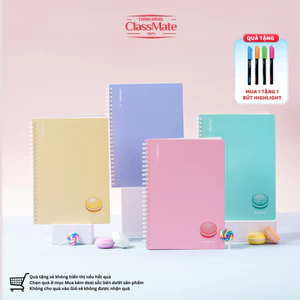 Sổ Lò Xo Kẻ Caro A5/B5 150 Trang MACARON- 100gsm, Sổ Lò Xo Nhựa Mềm An Toàn Giấy Tráng Keo Không Lem 15-030A5/B5