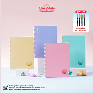 Sổ Lò Xo Kẻ Caro A5/B5 150 Trang MACARON- 100gsm,  Sổ Lò Xo Nhựa Mềm An Toàn Giấy Tráng Keo Không Lem 15-030A5/B5