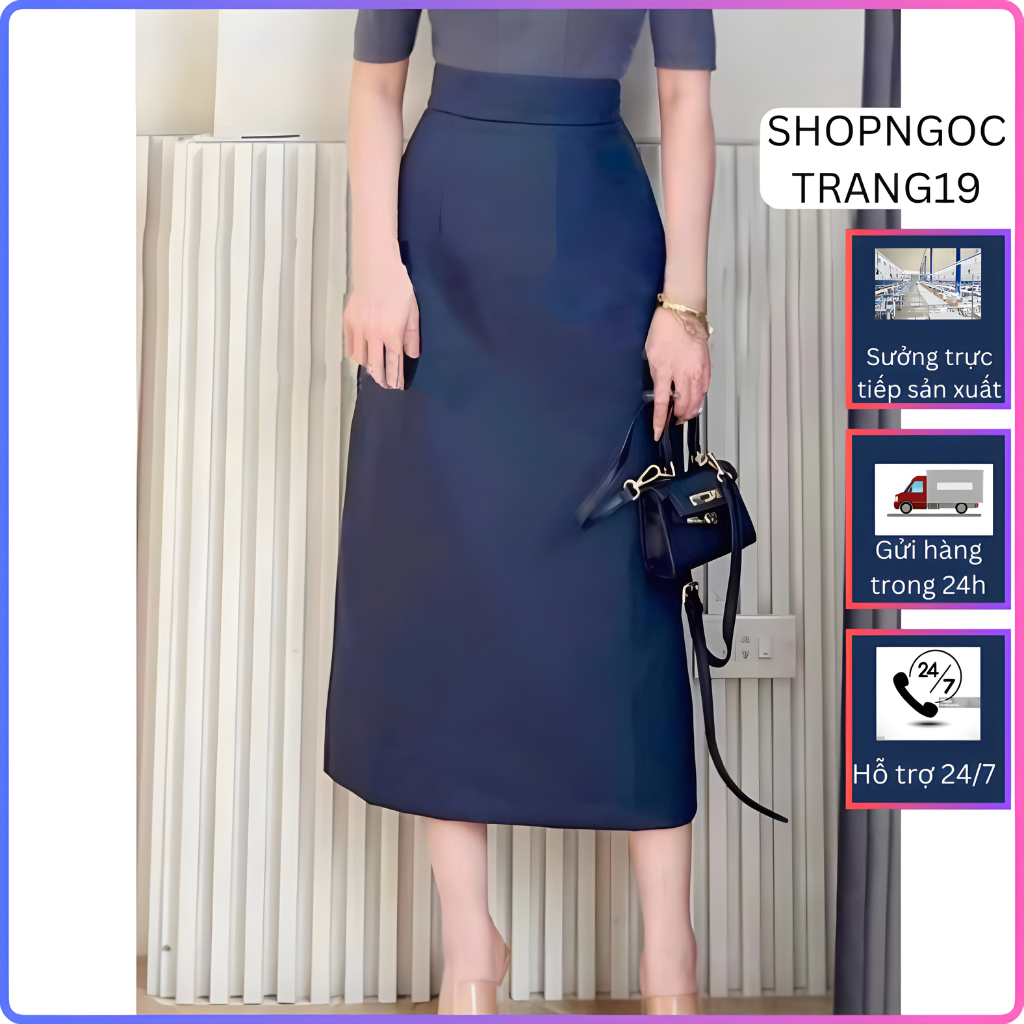 Chân váy Dáng A Suông Dài 80cm Túi Chéo 2 Bên Thời Trang Công Sở 2024 SHOPNGOCTRANG19 CVA80