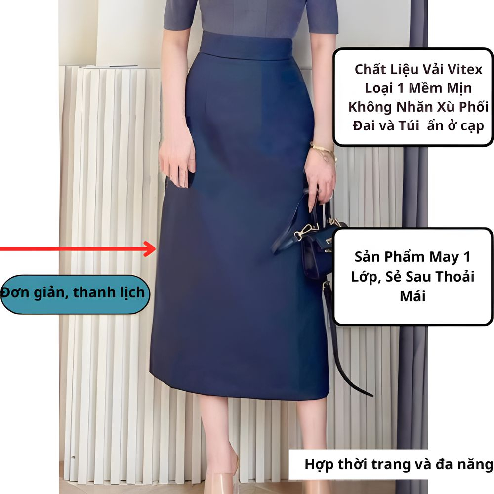Chân váy Dáng A Suông Dài 80cm Túi Chéo 2 Bên Thời Trang Công Sở 2024 SHOPNGOCTRANG19 CVA80