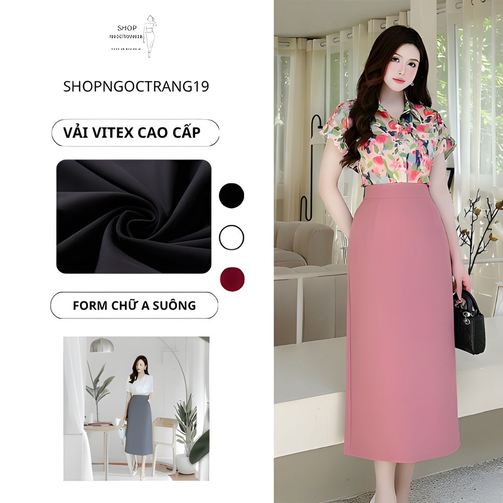 Chân váy Dáng A Suông Dài 80cm Túi Chéo 2 Bên Thời Trang Công Sở 2024 SHOPNGOCTRANG19 CVA80