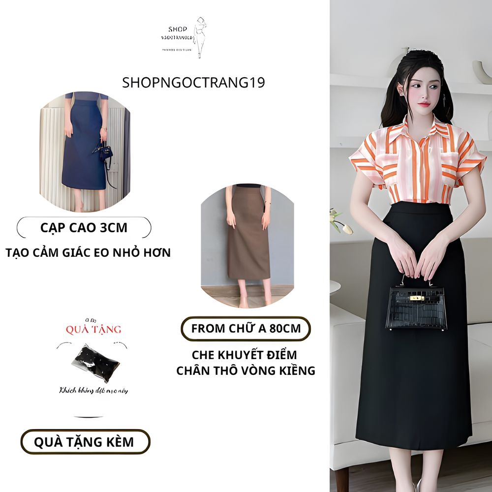 Chân váy Dáng A Suông Dài 80cm Túi Chéo 2 Bên Thời Trang Công Sở 2024 SHOPNGOCTRANG19 CVA80