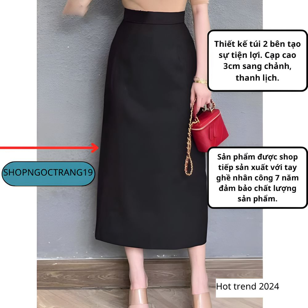 Chân váy Dáng A Suông Dài 80cm Túi Chéo 2 Bên Thời Trang Công Sở 2024 SHOPNGOCTRANG19 CVA80