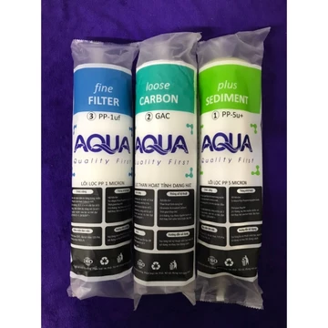 Bộ 3 lõi lọc nước AQUA số 1,2,3 (Gồm 3 Lõi 1+2+3) - Hàng chính hãng!