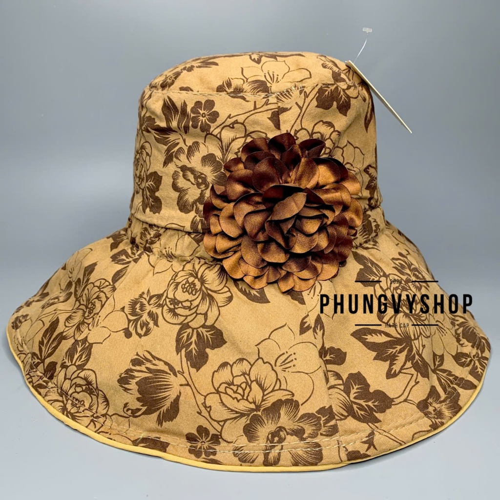 Mũ bucket tai bèo nón vải chuông mềm vành rộng phungvyshop - Bo CHUONG HOA LÁ HOANAU