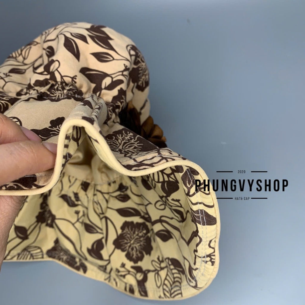 Mũ bucket tai bèo nón vải chuông mềm vành rộng phungvyshop - Bo CHUONG HOA LÁ HOANAU