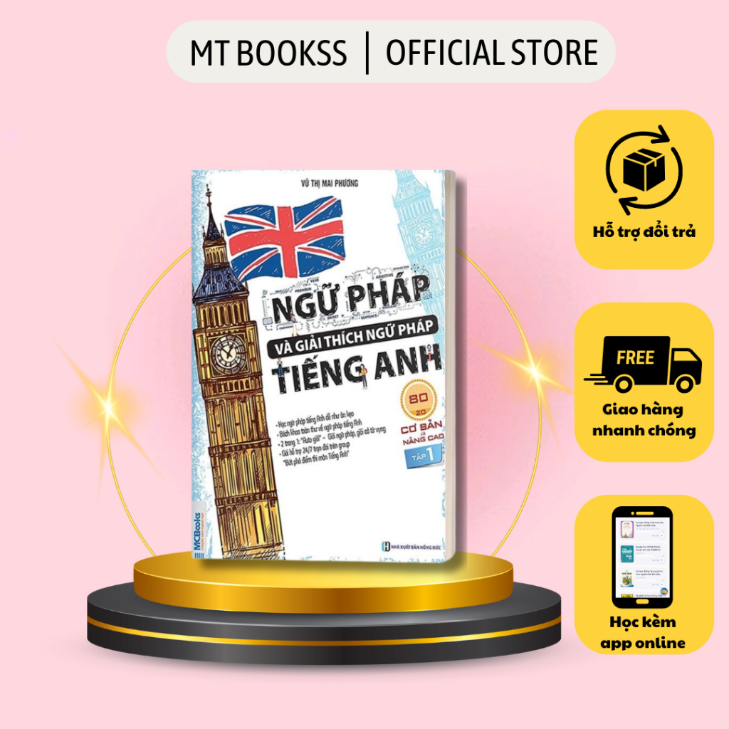Sách - Ngữ Pháp Và Giải Thích Ngữ Pháp Tiếng Anh Cơ Bản Và Nâng Cao Tập 1 - Học Kèm App Online