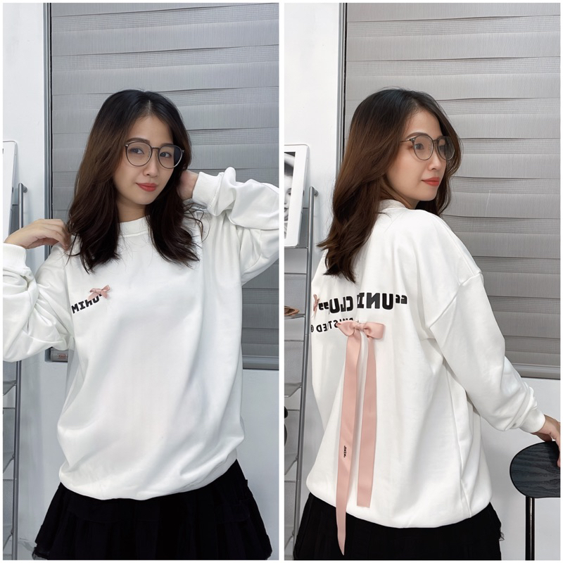[Tặng kèm GiftBox] Áo Sweater Nơ Hàn Quốc Unim Club Form Unisex Hottrend Vải Nỉ Chân Cua CVC 350Gsm Cao Cấp - ASN