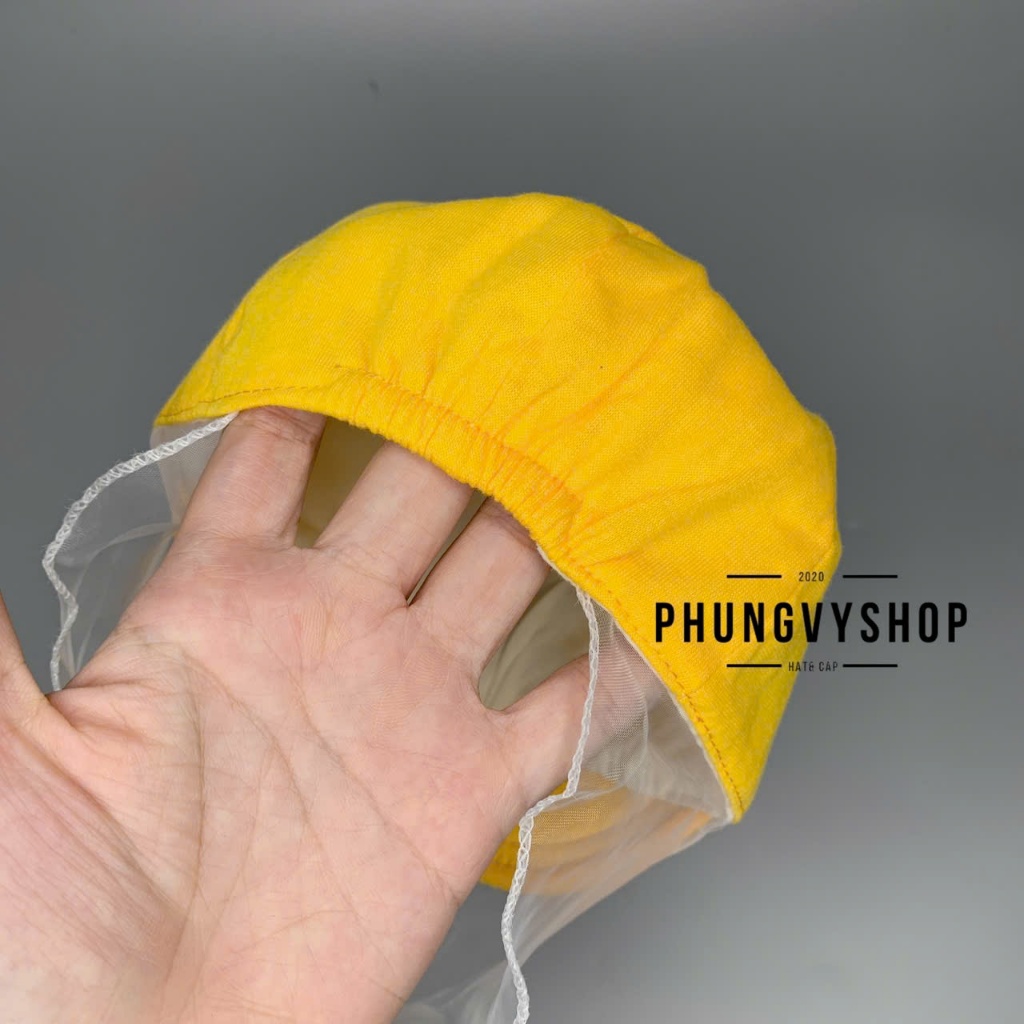(SALE)Mũ cho bé có khăn voan cản gió che bụi cho bé sơ sinh trai gái phungvyshop- nón Lưỡi trai nhí VON GẤU KẾT NGỒI