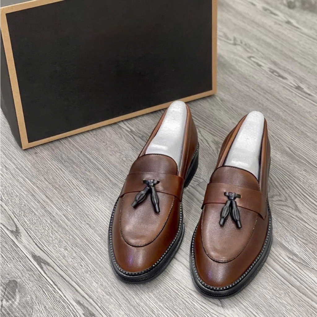 Giày Nam Giày Tây Nam, Giày Lười Loafer Nam Da Bò Trơn Nhám, Giày Nam Công Sở Kiểu Dáng Đơn Giản Đính Chuông Cách Điệu