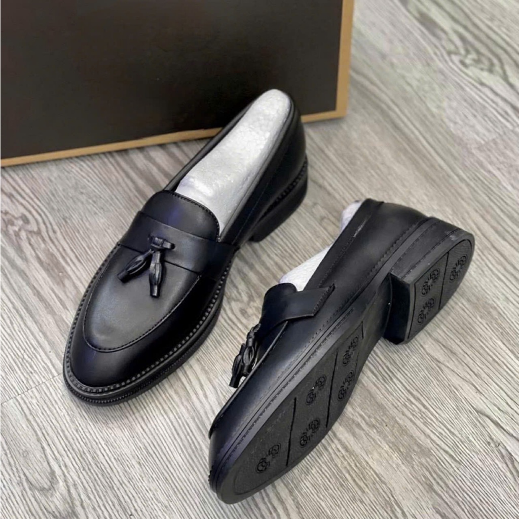 Giày Nam Giày Tây Nam, Giày Lười Loafer Nam Da Bò Trơn Nhám, Giày Nam Công Sở Kiểu Dáng Đơn Giản Đính Chuông Cách Điệu