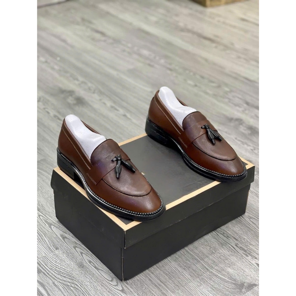 Giày Nam Giày Tây Nam, Giày Lười Loafer Nam Da Bò Trơn Nhám, Giày Nam Công Sở Kiểu Dáng Đơn Giản Đính Chuông Cách Điệu