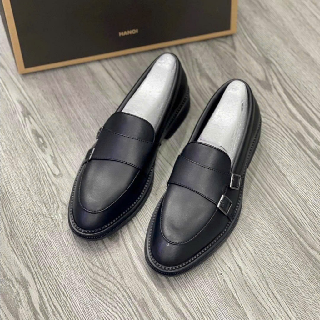 Giày Nam Giày Tây Nam, Giày Lười Loafer Nam Da Bò Trơn Nhám, Giày Nam Công Sở Kiểu Dáng Đơn Giản Đính Chuông Cách Điệu