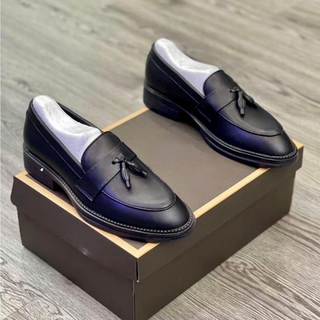 Giày Nam Giày Tây Nam, Giày Lười Loafer Nam Da Bò Trơn Nhám, Giày Nam Công Sở Kiểu Dáng Đơn Giản Đính Chuông Cách Điệu