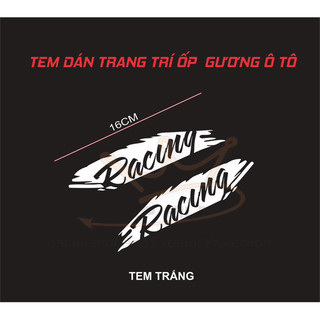 Tem chữ Racing trang trí gương chiếu hậu ( giá bao gồm 1 cặp)