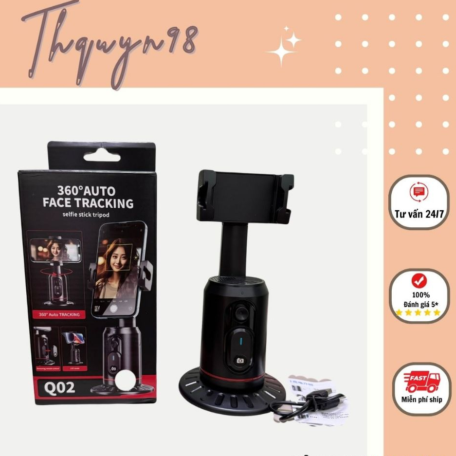 Gimbal Q02 tự động nhận diện khuôn mặt AI 360° có remote điều