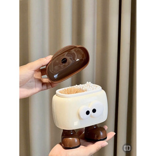 Hộp đựng tăm bông, chỉ nha khoa, cọ trang điểm. có chân đứng vững chắc, núm mũ nhỏ vs mắt đáng iu 🌸 tuyển sỉ🌸