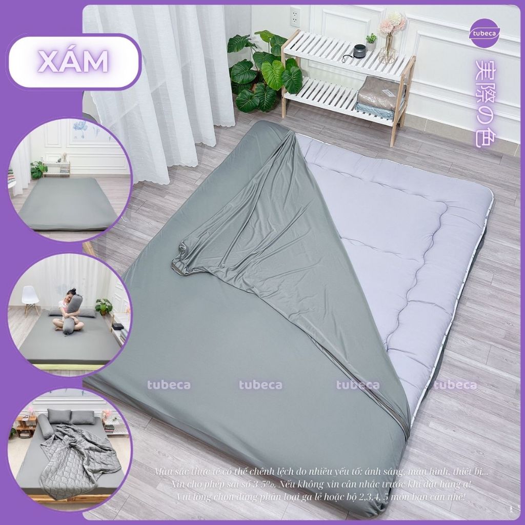 Ga nệm vỏ áo bọc nệm topper thun lạnh Ý và CottonPoly 2 mặt có khoá kéo 1m 1m2 1m4 1m6x2m