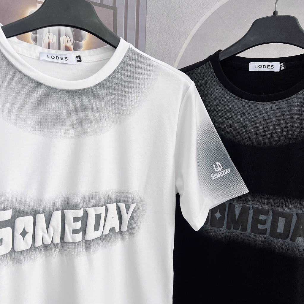 [HKT.37] Áo Phông Nam Cổ tròn, chữ dập nổi someday, cotton mịn, co dãn, Menswear Top Áo Thun    ==>>