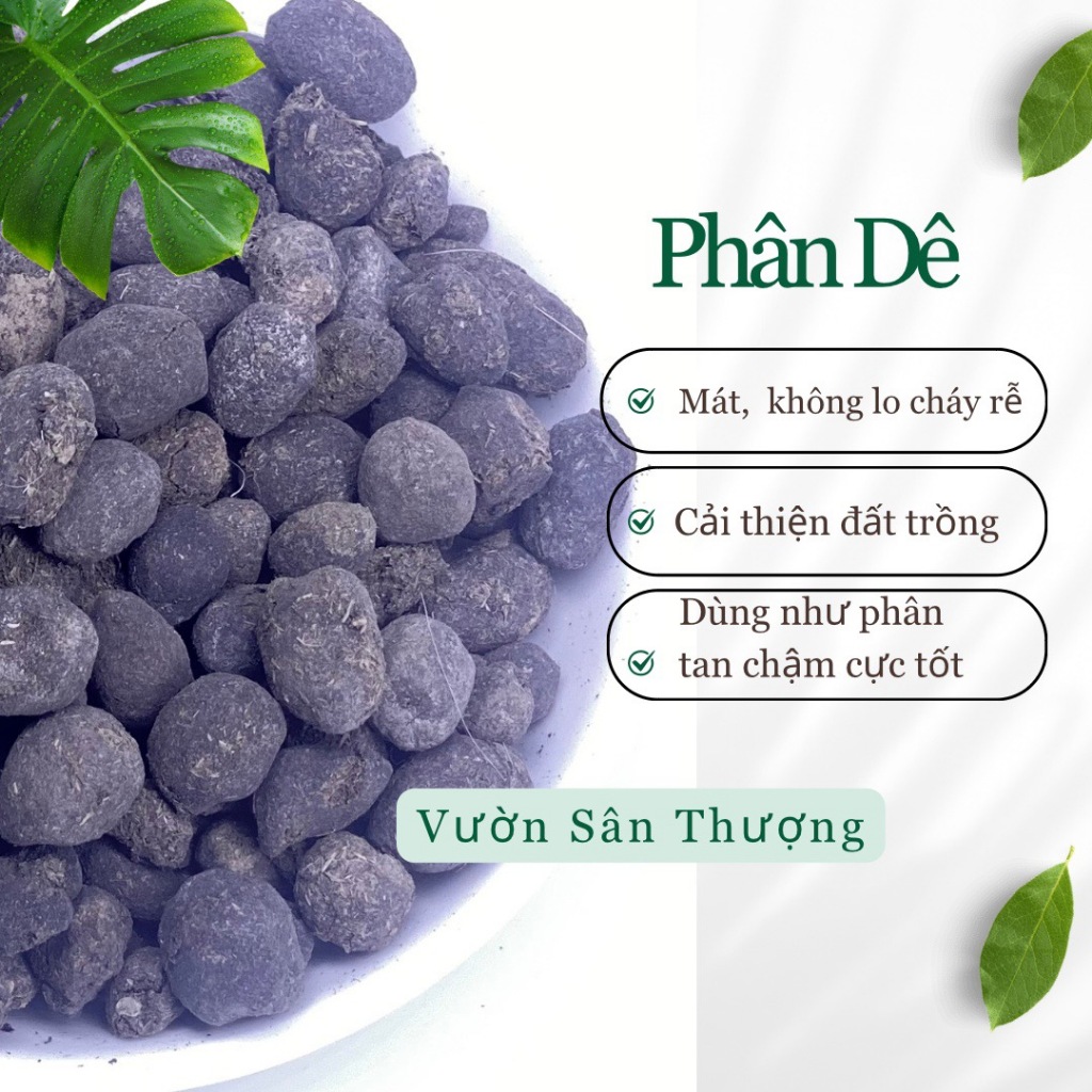 Phân Dê Hữu Cơ 1kg Đã Phơi Khô, Bón Lan, Rau, Củ, Quả, Hoa hồng, Dâu, Cân bằng Ph Đất