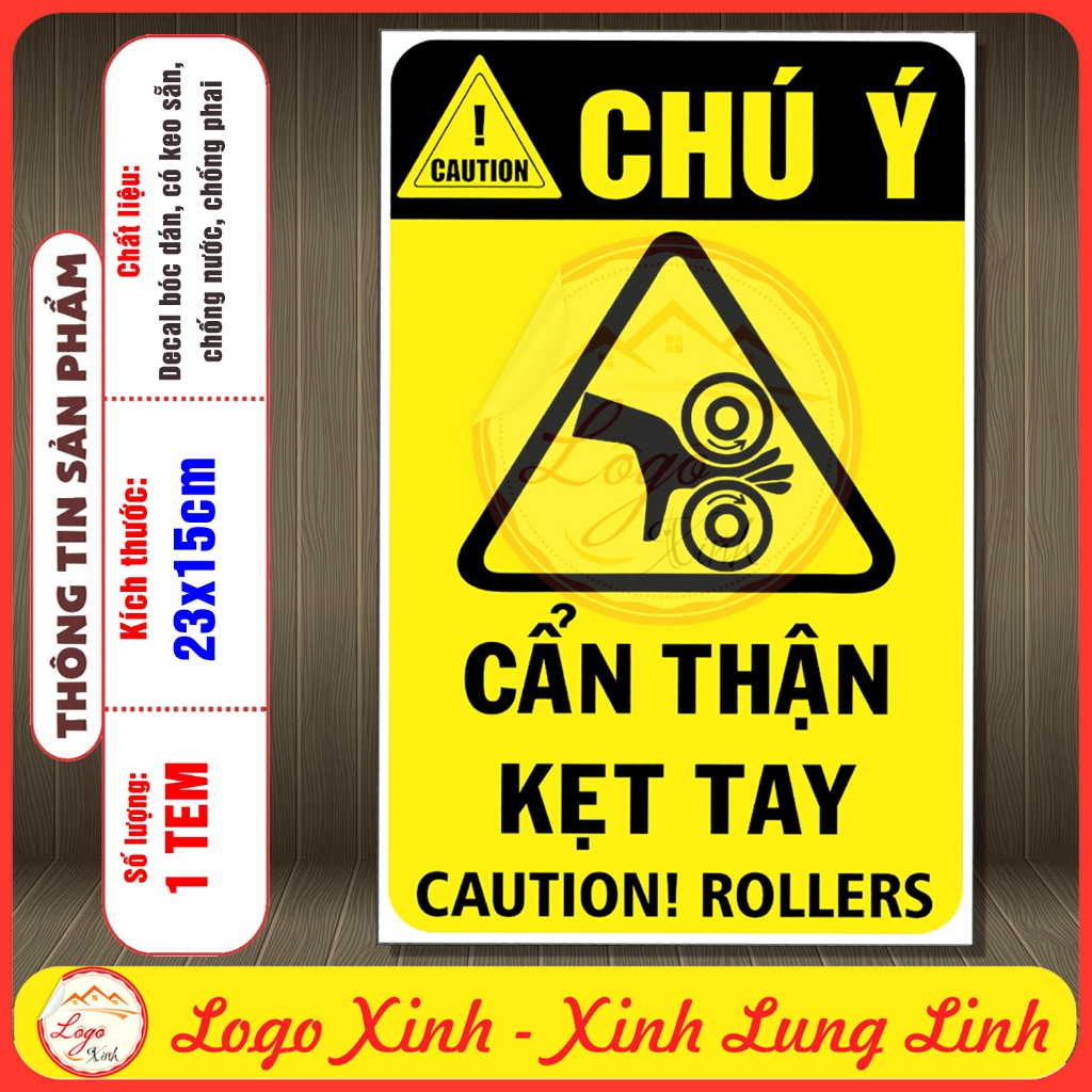 LOGO TEM STICKER CẢNH BÁO BÁNH CẨN THẬN KẸT TAY, ROLLER IS OPERATING ...