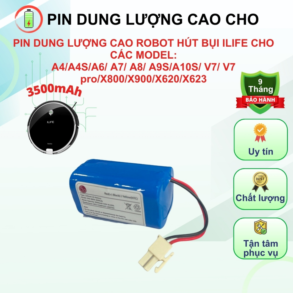 Batterie Li-ion 14.8V 4Ah Pour Robot Aspirateur ILife A4 A6 A9 V7s Etc. - Tecmana