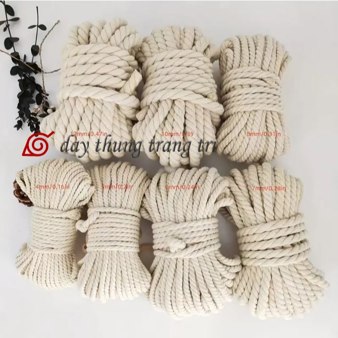 Dây thừng macrame, 2mm, 3mm, 4mm, 5mm, 8mm,10mm,15mm, 100% cotton loại ...