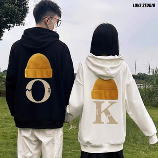 Áo hoodie. áo hoodie đôi nam nữ local brand O.K unisex nam nỉ cotton mịn Form Rộng Hàn Quốc Xám Tiêu [A131]