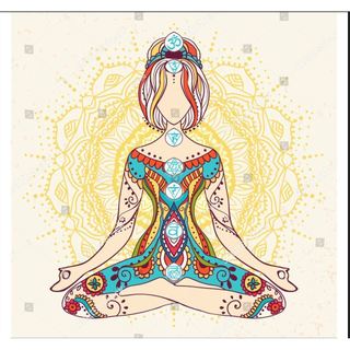 Tranh lụa 3d trang trí chủ đề Yoga dán tường, phủ kim tuyến