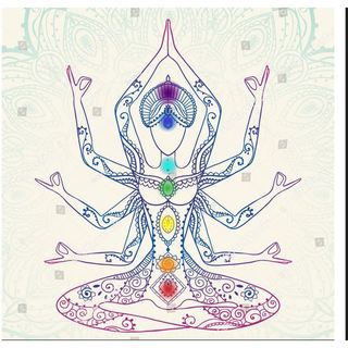 Tranh lụa 3d trang trí chủ đề Yoga dán tường, phủ kim tuyến