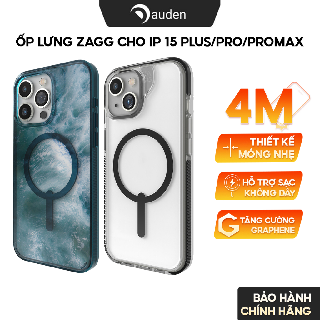 Ốp lưng điện thoại chống sốc ZAGG dành cho iPhone 15 Plus/ 15Pro/ 15Promax - Bảo Hành Chính hãng