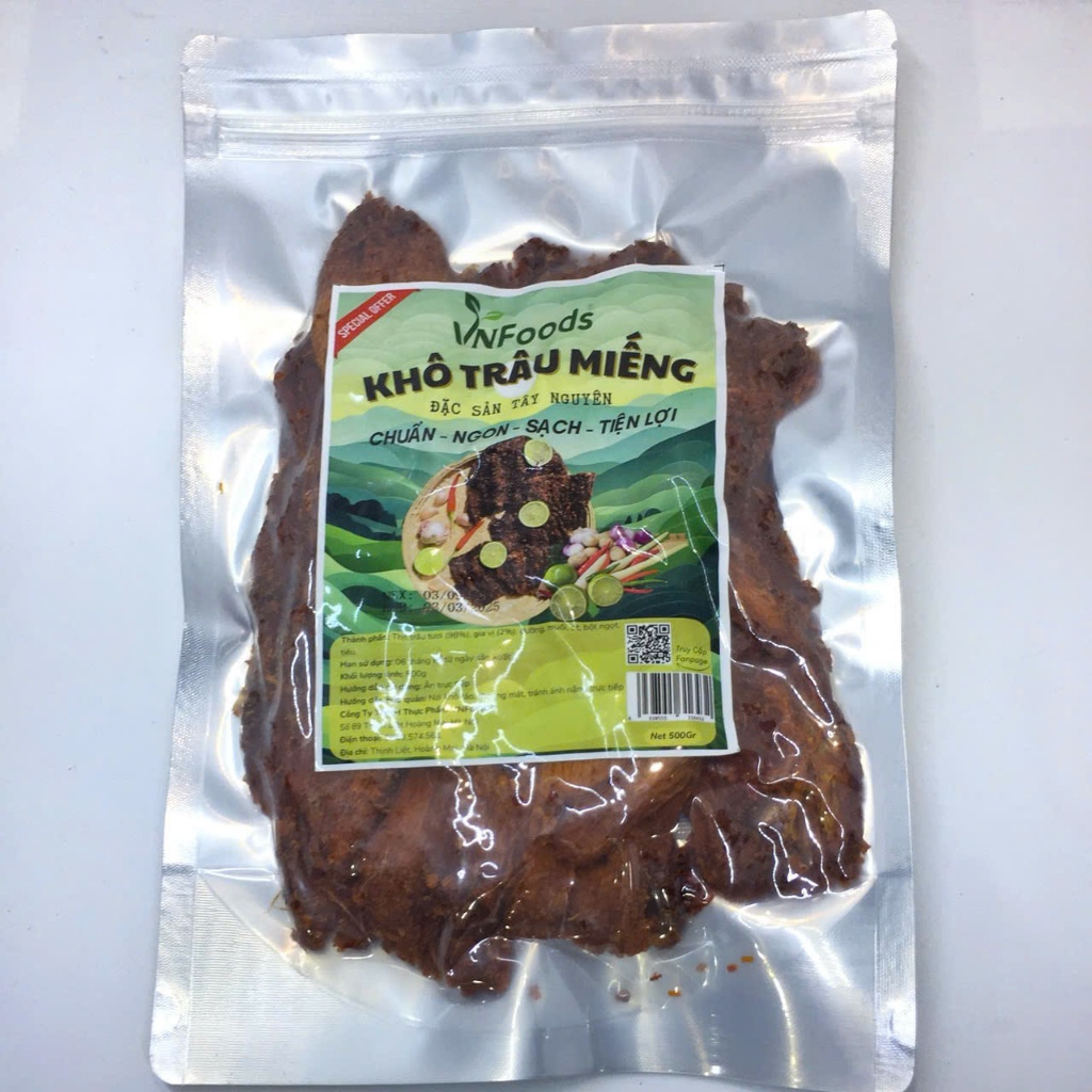 Khô Trâu Miếng Tảng Tây Nguyên 500Gr VNFoods Thơm Ngon, Đậm Đà