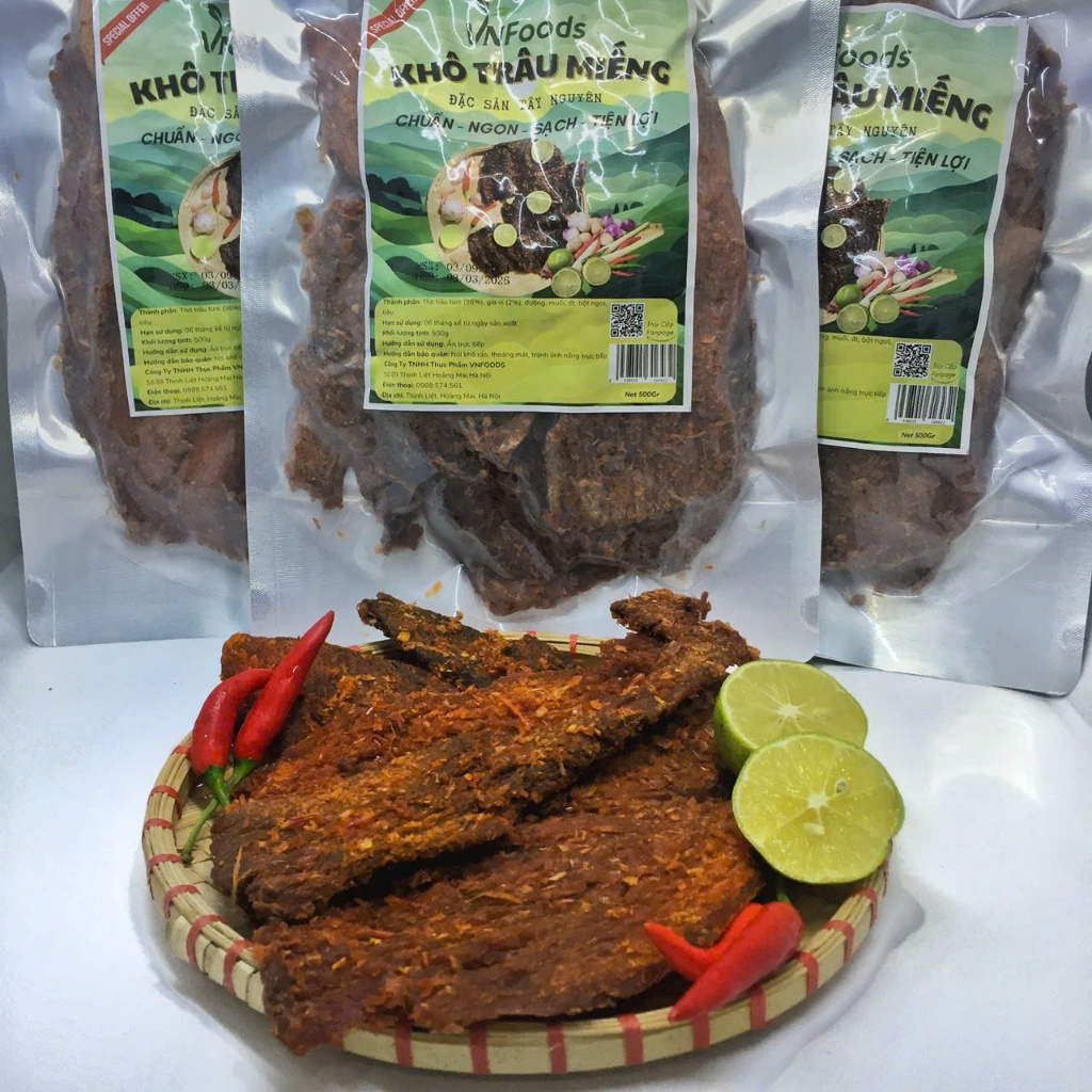 Khô Trâu Miếng Tảng Tây Nguyên 500Gr VNFoods Thơm Ngon, Đậm Đà