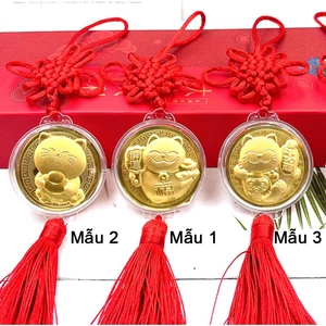 Bộ 10 Dây treo Xu Hình con Mèo Vàng 24k 2023 Phát tài - Mẫu 2