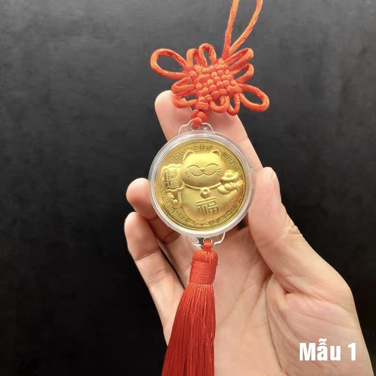 Bộ 10 Dây treo Xu Hình con Mèo Vàng 24k 2023 Phát tài - Mẫu 2