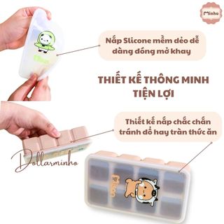 Khay trữ đông Silicone Misan 8 ngăn, trữ đồ ăn dặm cho bé, có nắp đậy chắc chắn, an toàn, sạch sẽ tiện lợi